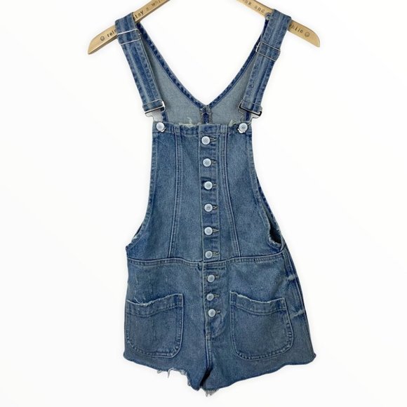 Revolve Tularosa Denim Rachel Short Overalls Shortalls Blue Size XS Button Front - Picture 3 of 9
